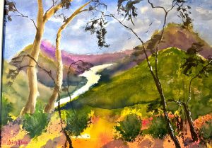 Watercolour painting of Lockyer Valley by Trish Davis